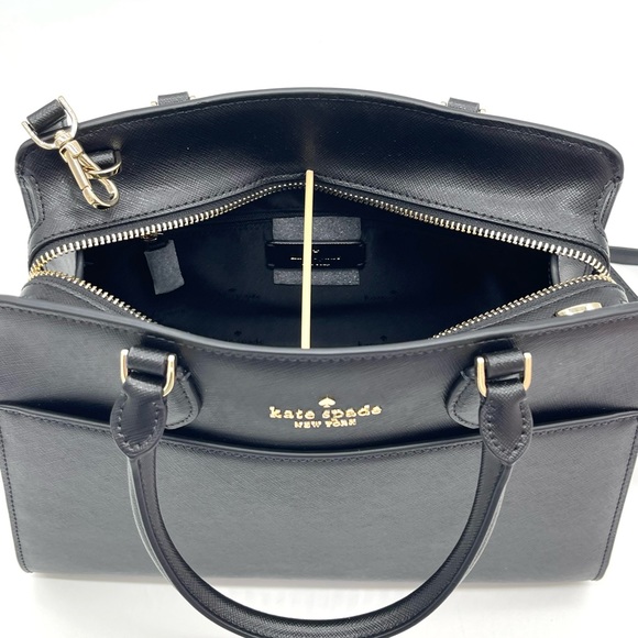 Kate Spade Madison Medium Satchel Crossbody Bag & Slim Bifold Wallet Black - Picture 8 of 11